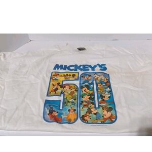 Anvil White Womens XL T-Shirt Mickey Mouse 50th Birthday